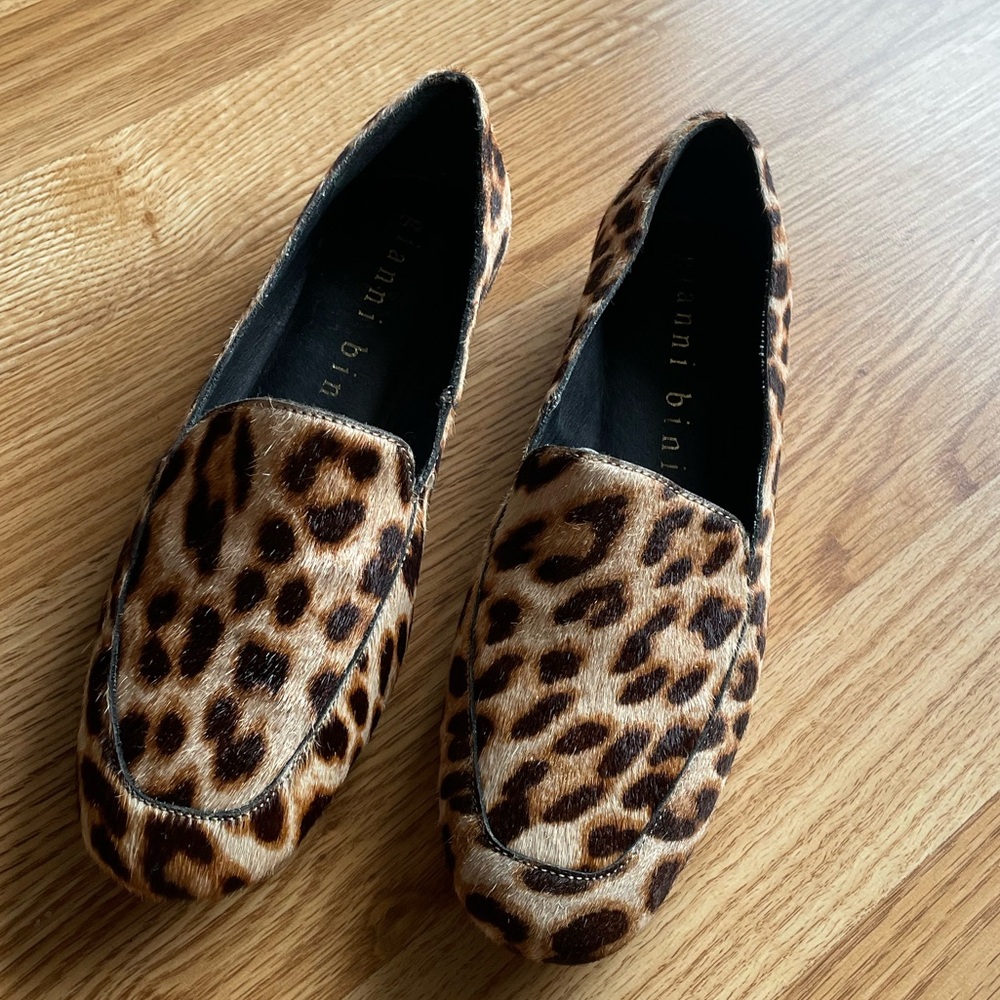 Gianni Bini Leather-Calf-Hair Leopard Print Loafer Flat Size 5.5 |‎ Stylish